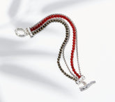 JAI Sterling Silver Multi Gemstone & Box Chain Toggle Bracelet, 6-1/4"